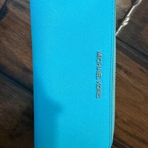 Michael Kors Turquoise Zip-Around Wallet
